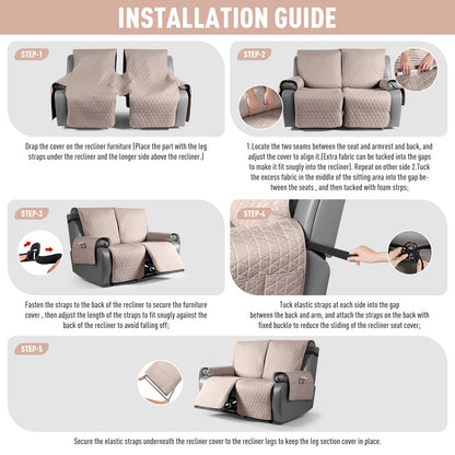 TAOCOCO 100% Waterproof Loveseat Recliner Covers