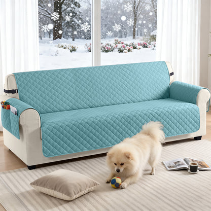 TAOCOCO Sofa Protector 100% Waterproof Sofa Covers 4 Seater,Sofa Slipcovers with Storage Pockets,Anti Slip Couch Covers(Sky Blue)