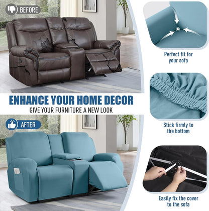 Stretch Recliner Loveseat Covers with Console 4 Piece Recliner Chair Covers