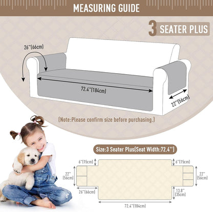 TAOCOCO 100% Waterproof 3-Seater Pet Couch Cover with Non-Slip Backing-72.4''