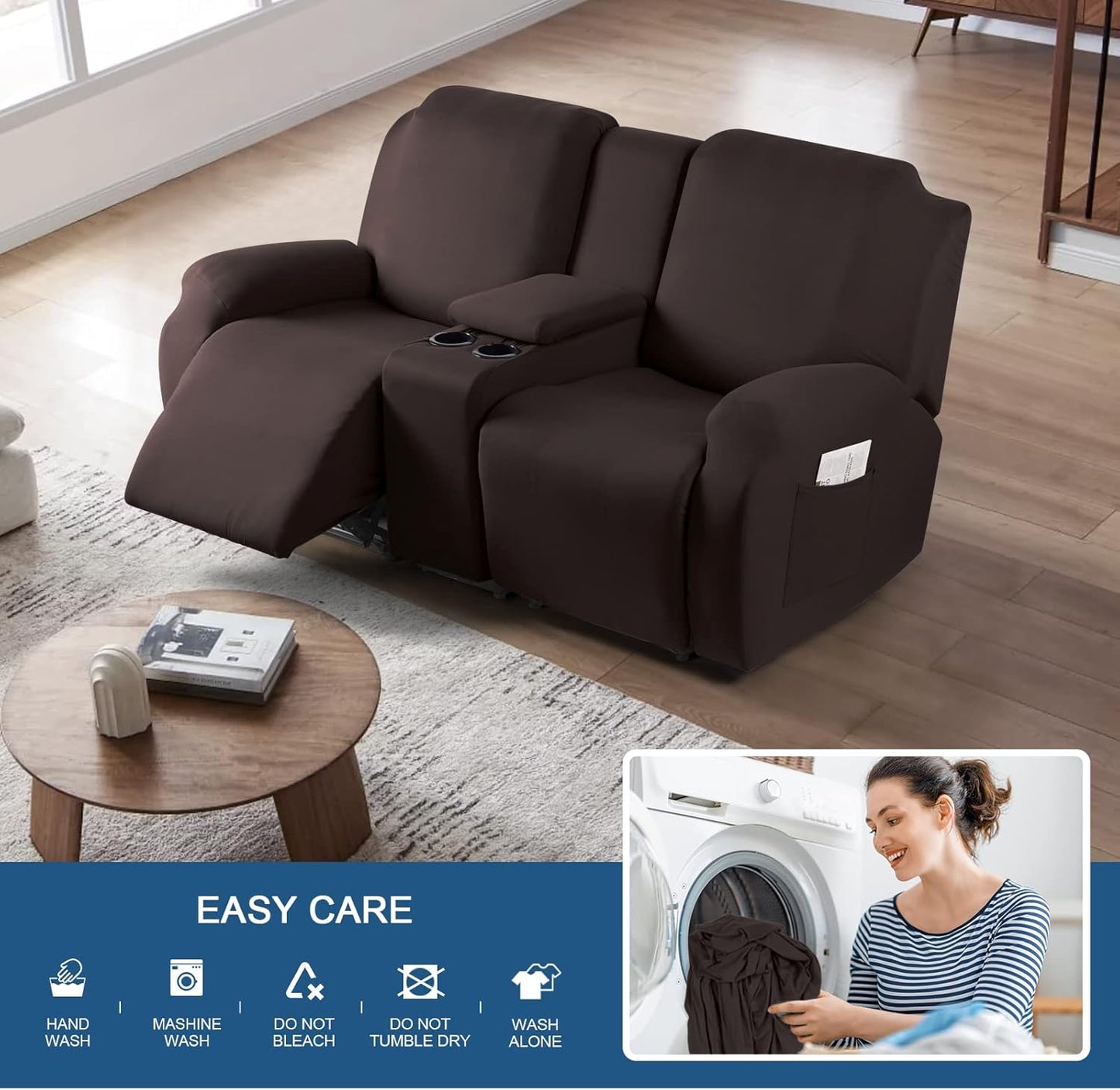 1 Seat Armless Polyester Fabric Seat Slipcover for Recliner Sofa Covers