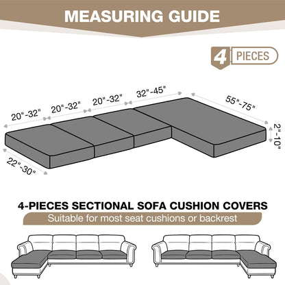 TAOCOCO 3-Piece L Shape Sectional Sofa Covers —3 Seater + 1 Chaise Cushion Covers