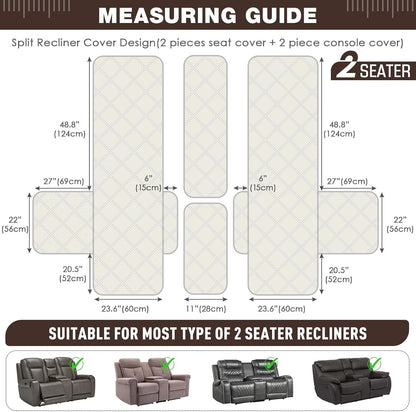 100% Waterproof Recliner Cover with Center Console -2 Seat