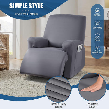 Recliner Chair Covers 4-Pieces for Oversized Recliner - 1 seat