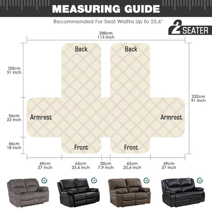 TAOCOCO 100% Waterproof 25.6 Inch 2-Seater Recliner Couch Cover