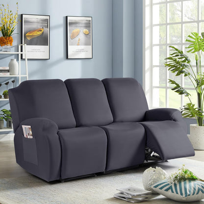 3-Piece Stretch Polyester 3-Seater Recliner Sofa Slipcover