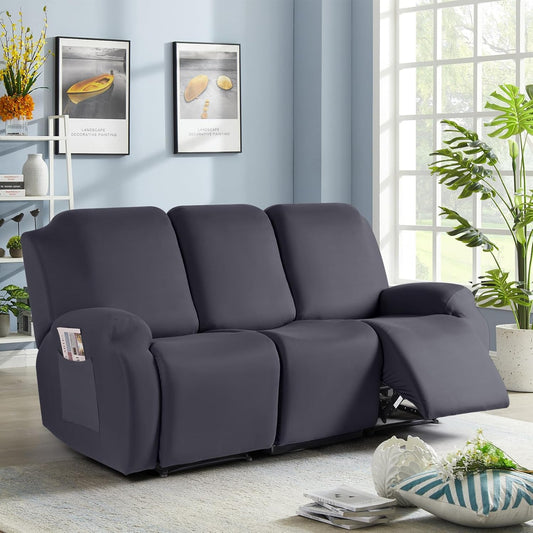 3-Piece Stretch Polyester 3-Seater Recliner Sofa Slipcover
