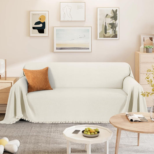 Couch Cover Blanket with Tassels for 3 Cushion Couch