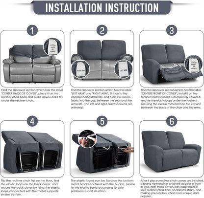 TAOCOCO Recliner Loveseat Slipcover 6 Pieces Dual Recliner Sofa Covers for 2 Seat