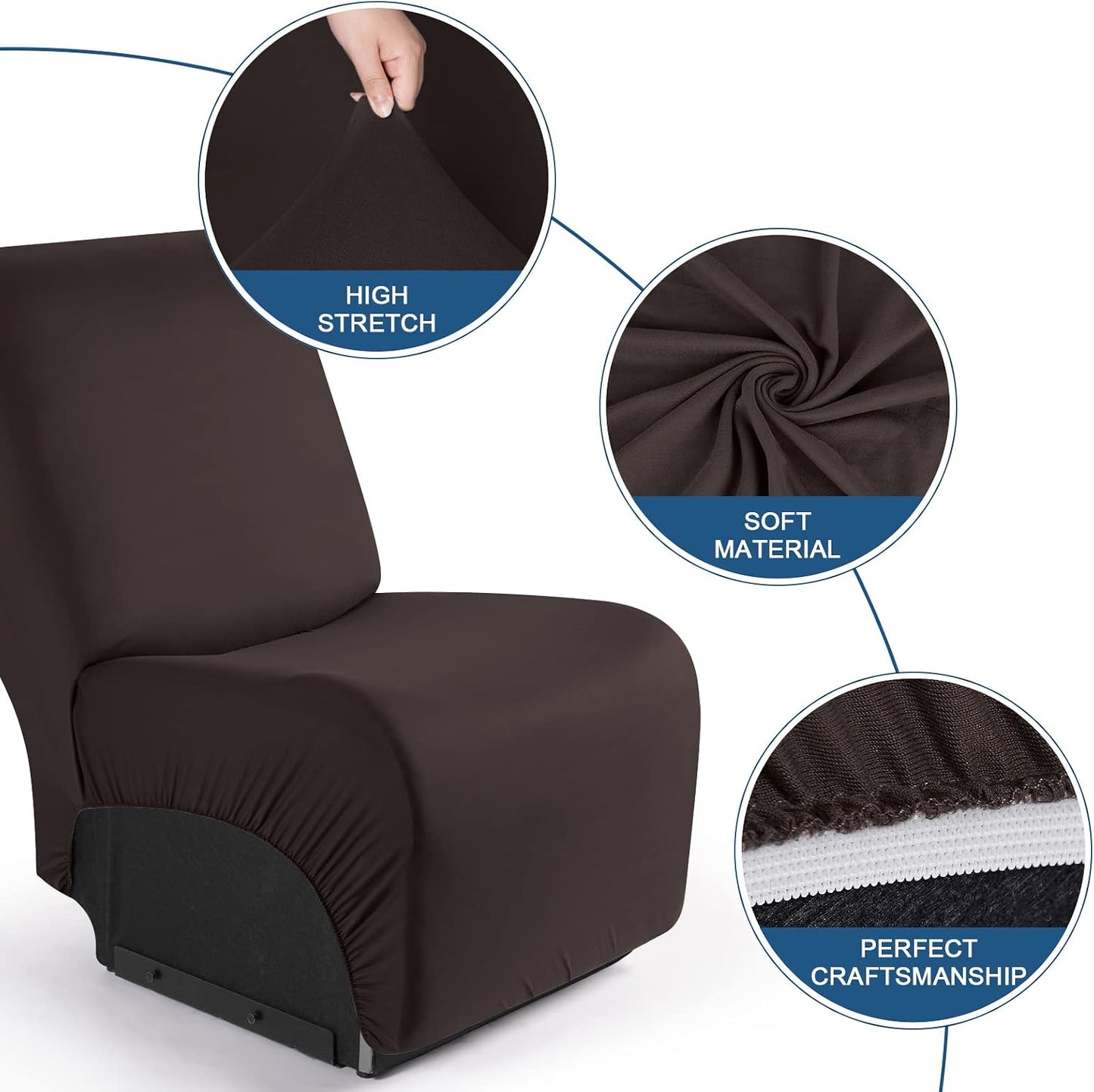1 Seat Armless Polyester Fabric Seat Slipcover for Recliner Sofa Covers