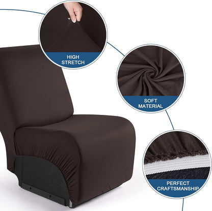1 Seat Armless Polyester Fabric Seat Slipcover for Recliner Sofa Covers