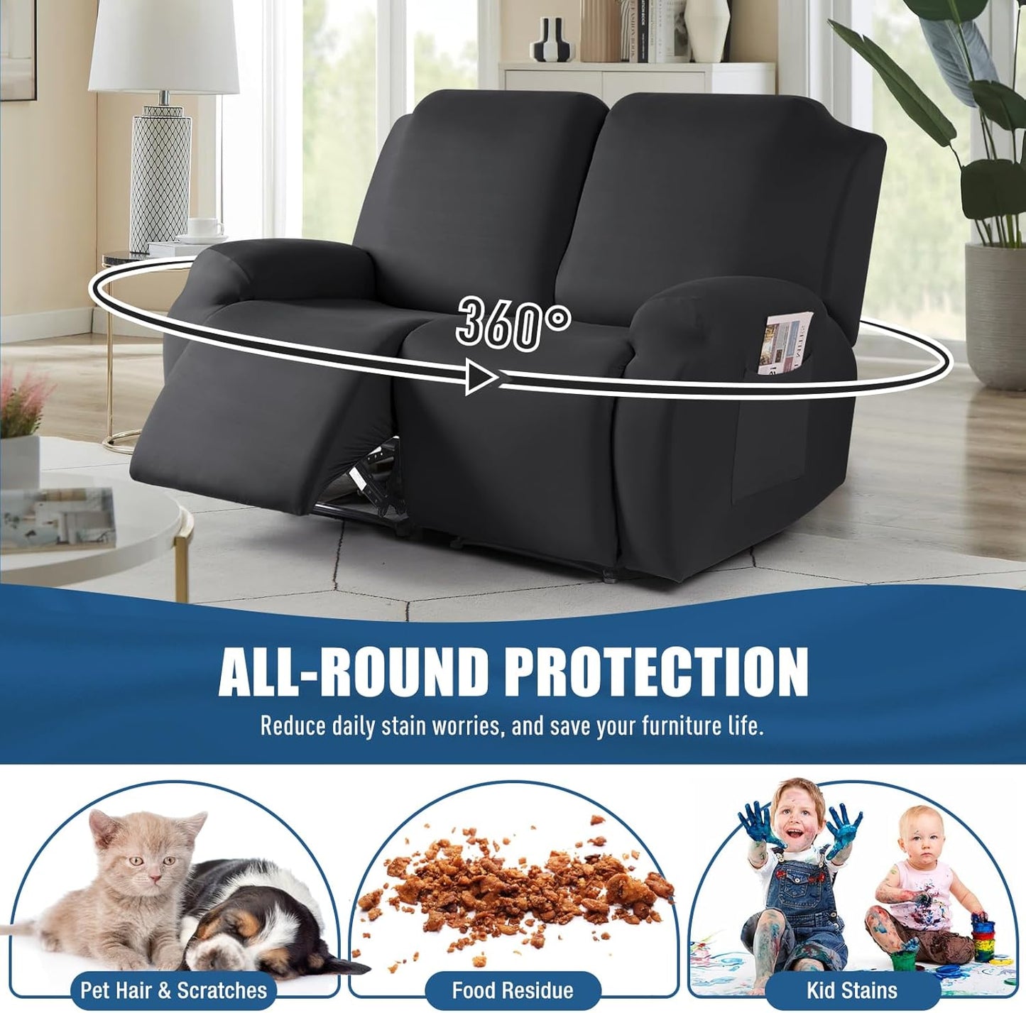 Recliner Loveseat Covers Stretch Sofa Covers for 2 Seat Large Reclining Couch