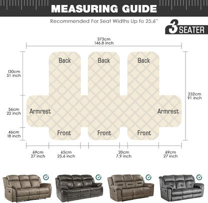TAOCOCO 100% Waterproof 3-Seater 1-Piece Recliner Couch Cover