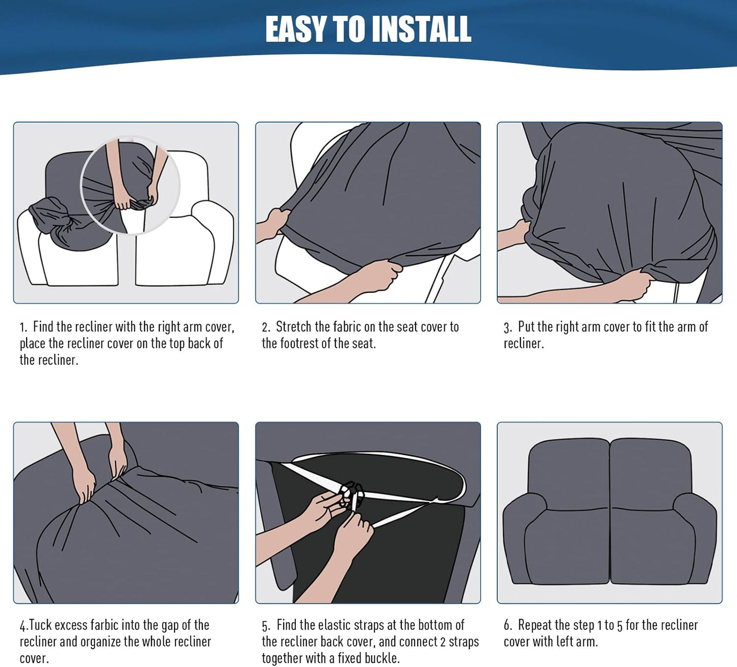 2-Piece  Stretch Polyester Covers for  Recliners - 2 seat