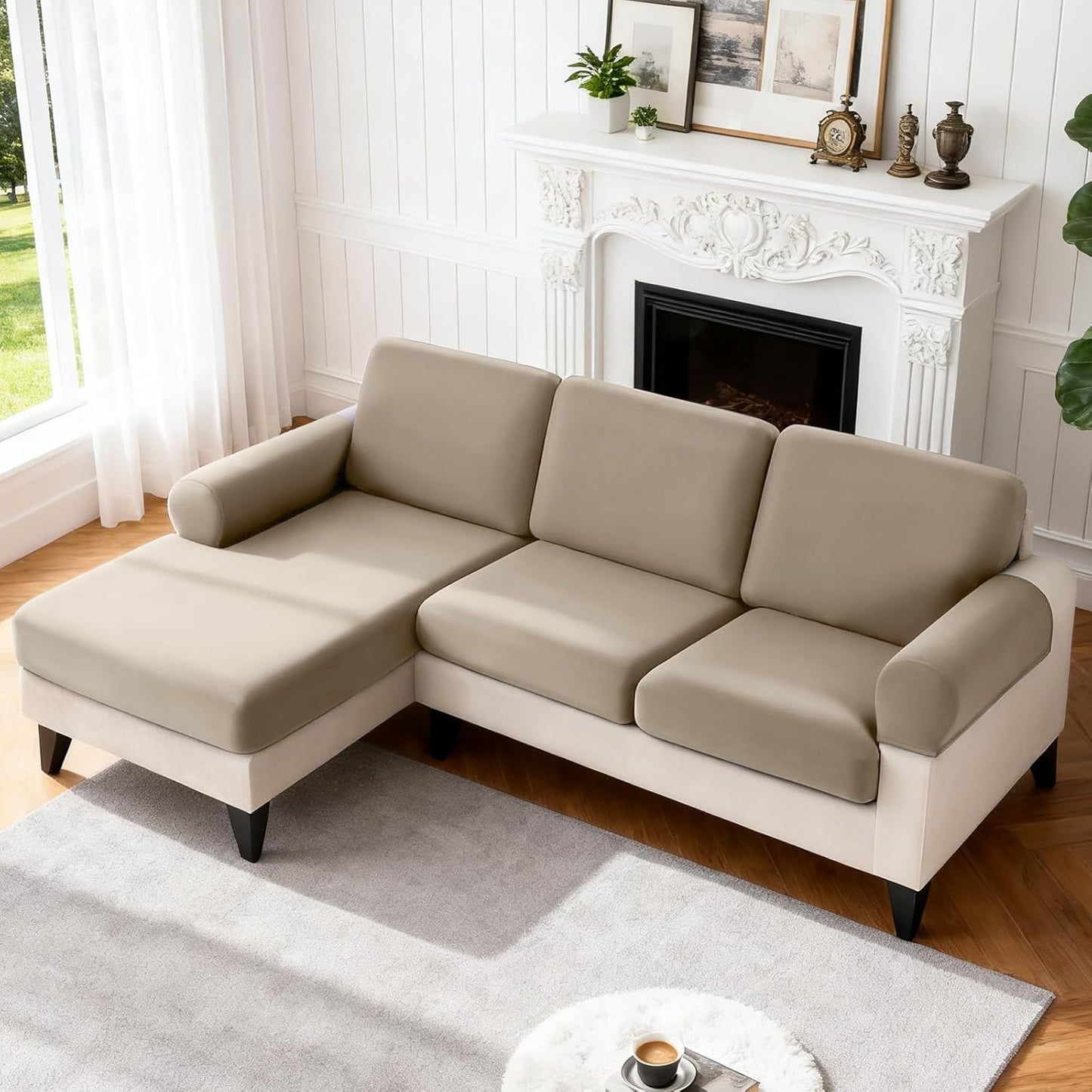 TAOCOCO 3-Piece L Shape Sectional Sofa Covers —2 Seater + 1 Chaise Cushion Covers