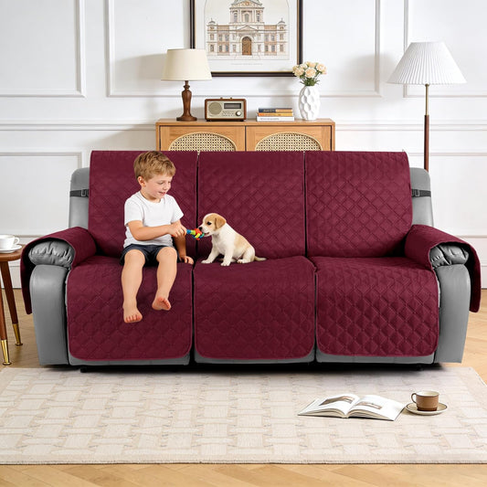 TAOCOCO 100% Waterproof 3-Seater Recliner Couch Cover with Leg Straps, Reversible Washable Furniture Protector for Pets & Kids