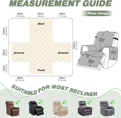 TAOCOCO 100% Waterproof 1-Seater Recliner Cover, 22 Inch