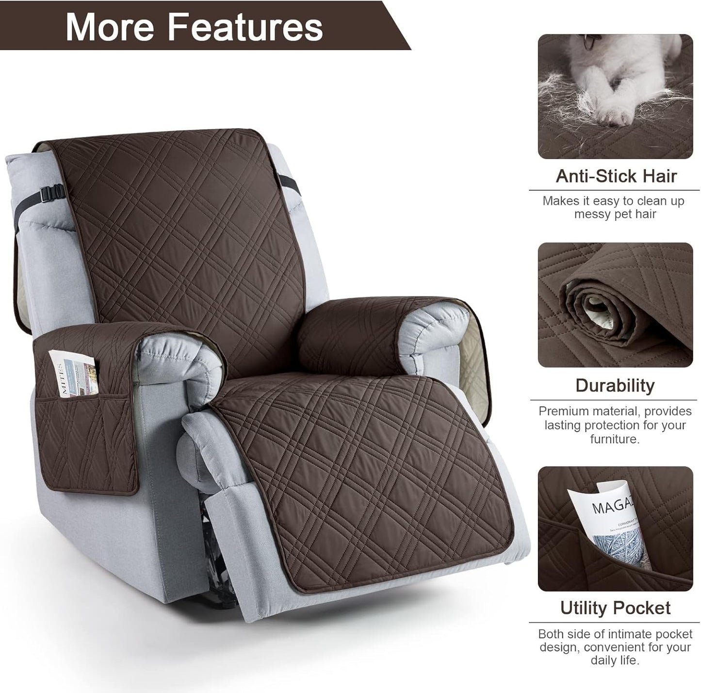 TAOCOCO 100% Waterproof Recliner Chair Cover -23.6inch