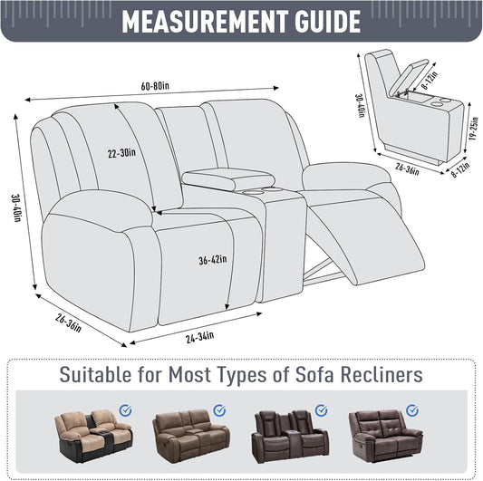 TAOCOCO Stretch Loveseat Cover for 2 Seat Recliner Couch with Middle Console