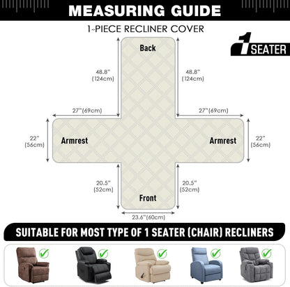 TAOCOCO 100% Waterproof Velvet 1-Seater Recliner Chair Cover-23.6inch