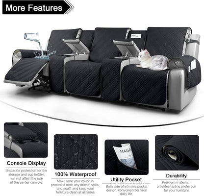 100% Waterproof Recliner Cover with Center Console -3 Seat