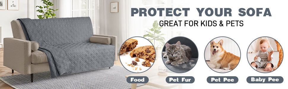 TAOCOCO Reversible Waterproof Bed Spreads 175 * 210CM, Waterproof Dog Sofa Bed Cover, Furniture Sofa Slipcovers(Dark Grey, 68“*82”)