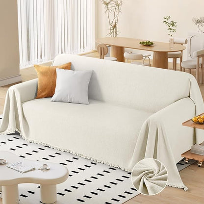 Couch Cover Blanket with Tassels for 3 Cushion Couch