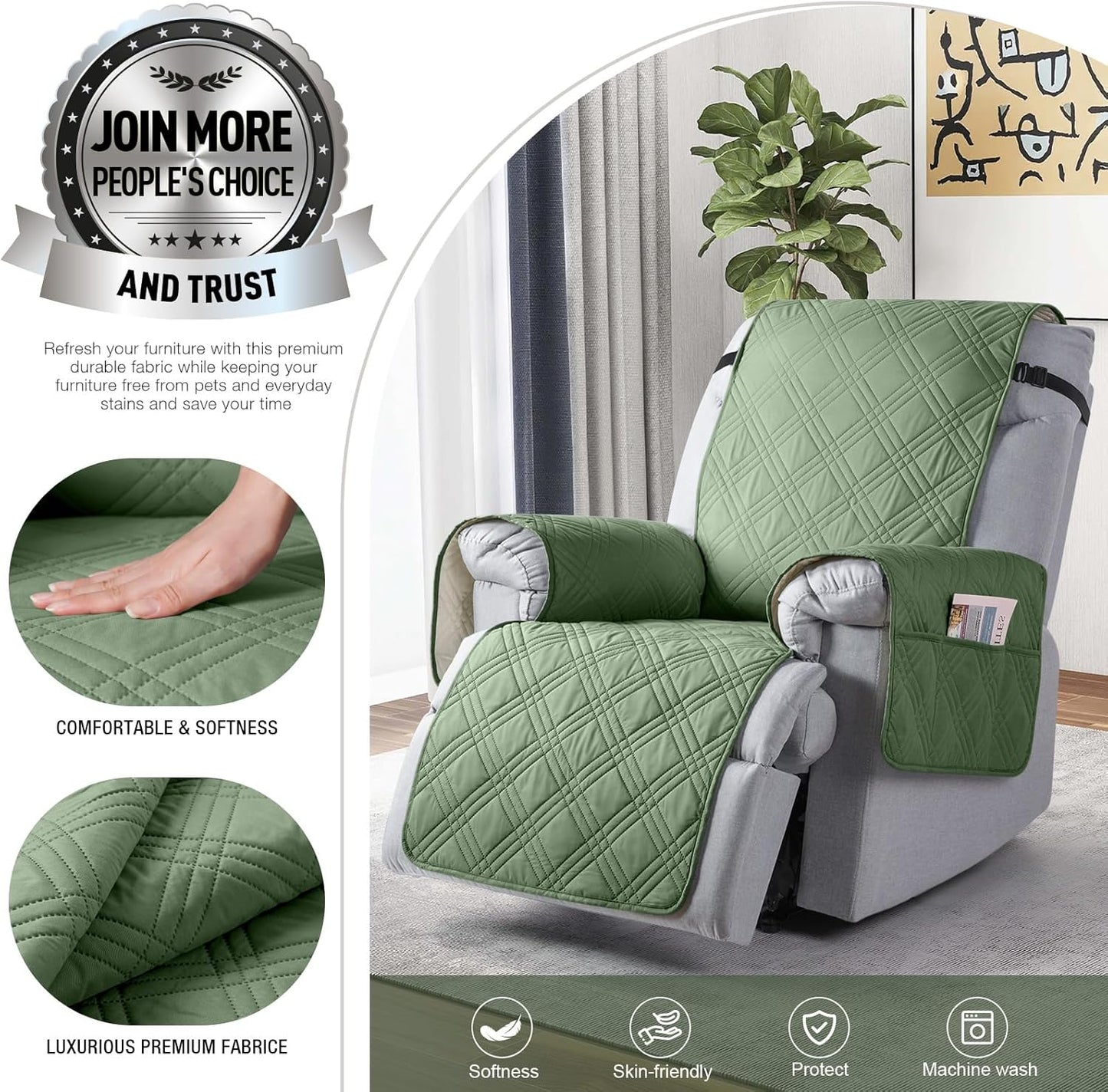 TAOCOCO 100% Waterproof Recliner Chair Cover X-Small Chair-20inch