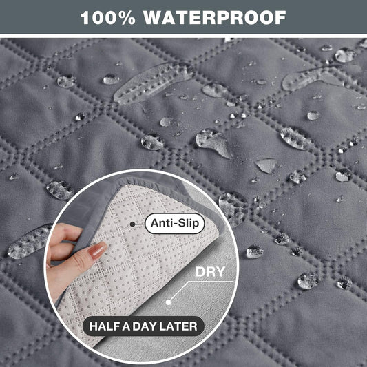 TAOCOCO Anti-Slip Recliner Sofa Cover Couch Covers for Leather Recliner Sofa, Pet Cover for Recliner Sofa, Washable Reclining Furniture Protector with Elastic Straps(3 Seater, Dark Grey)