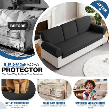 TAOCOCO Sofa Arm Covers 2 Pieces Stretch Armrest Cover for 3 Cushion Sofa Sectional L Shape Couch