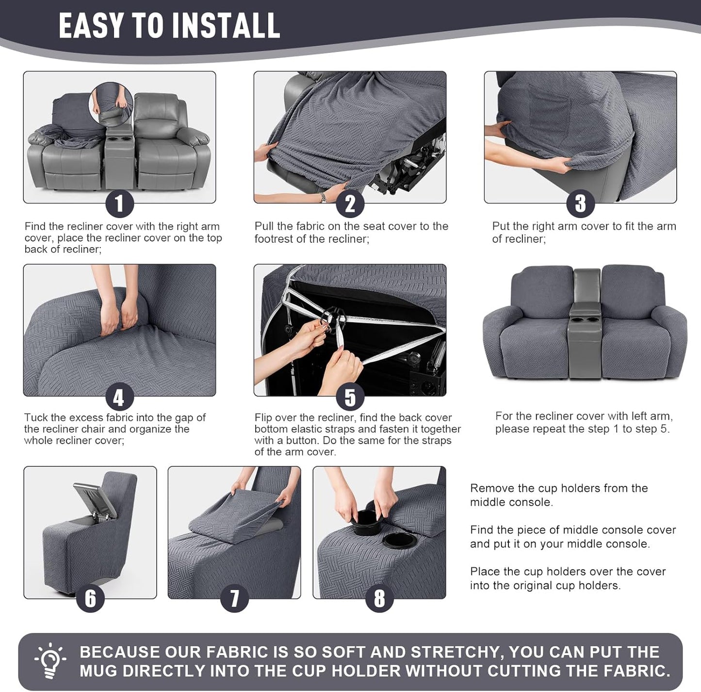 Loveseat Recliner Covers with Middle Console
