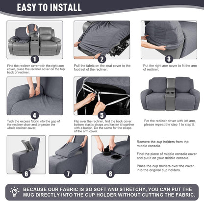Loveseat Recliner Covers with Middle Console