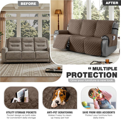TAOCOCO 100% Waterproof 3-Seater 1-Piece Recliner Couch Cover