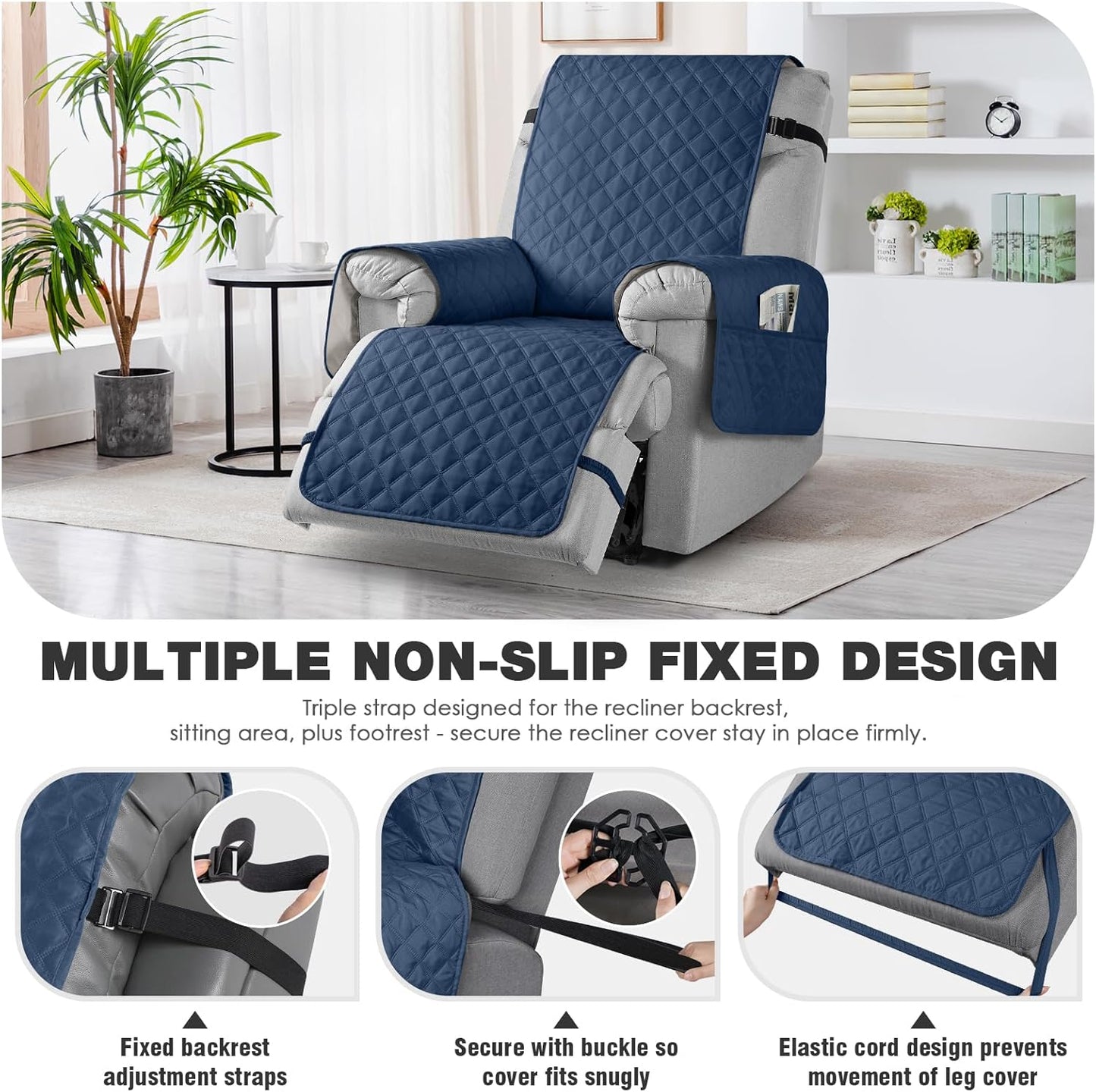 TAOCOCO 100% Waterproof Non-Slip 1-Seater Recliner Chair Cover - 28 Inch