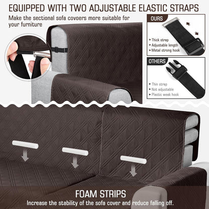 TAOCOCO 100% Waterproof 3-Piece Reversible L-Shaped Sectional Sofa Cover with Chaise, Large Size