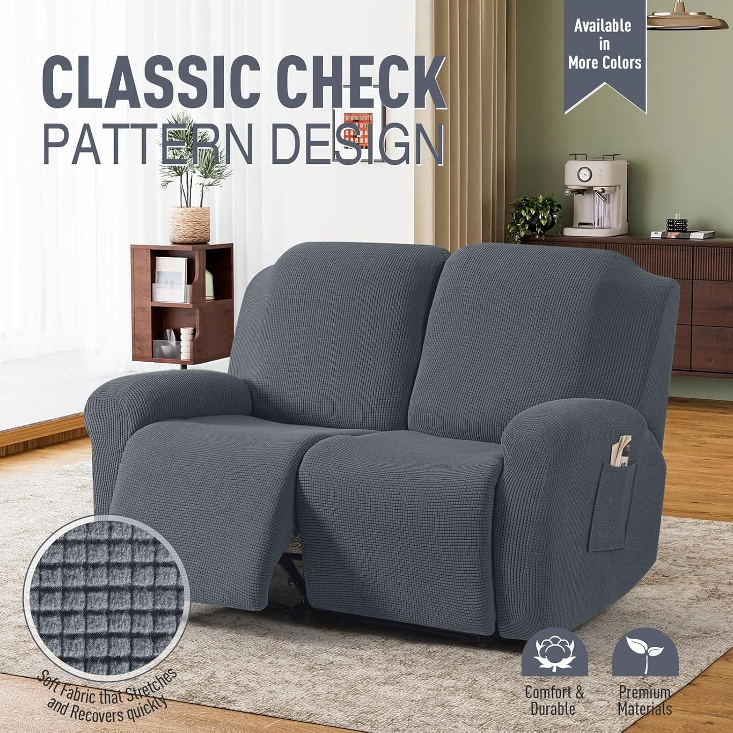 TAOCOCO Recliner Loveseat Slipcover 6 Pieces Dual Recliner Sofa Covers for 2 Seat