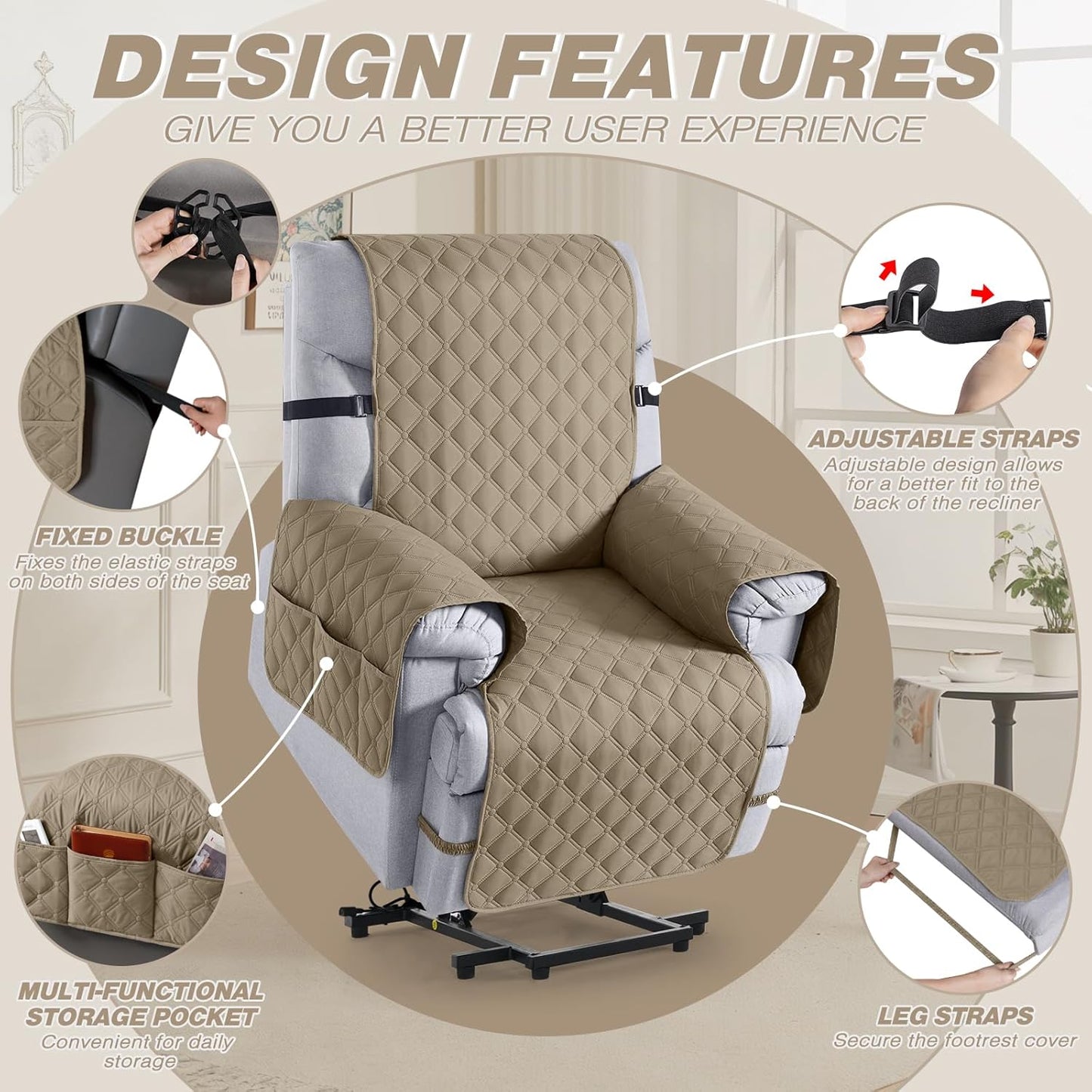 TAOCOCO 100% Waterproof 1-Seater Recliner Cover, 28 Inch