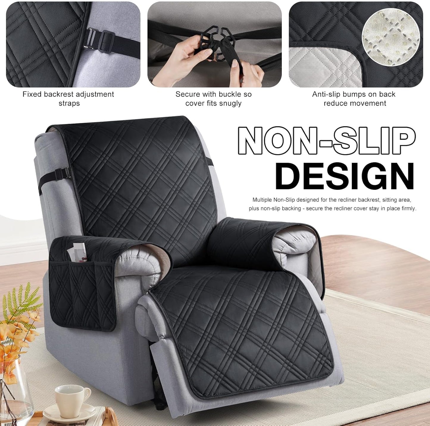 TAOCOCO 100% Waterproof Velvet 1-Seater Recliner Chair Cover-23.6inch