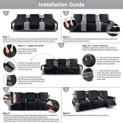 100% Waterproof Recliner Cover with Center Console -3 Seat