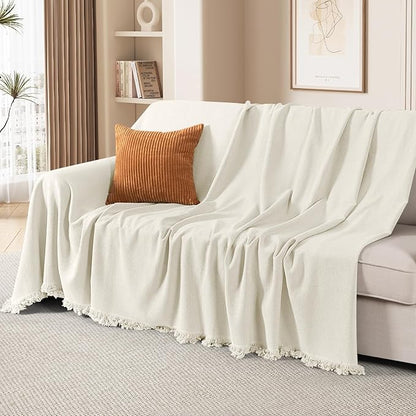 Couch Cover Blanket with Tassels for 3 Cushion Couch