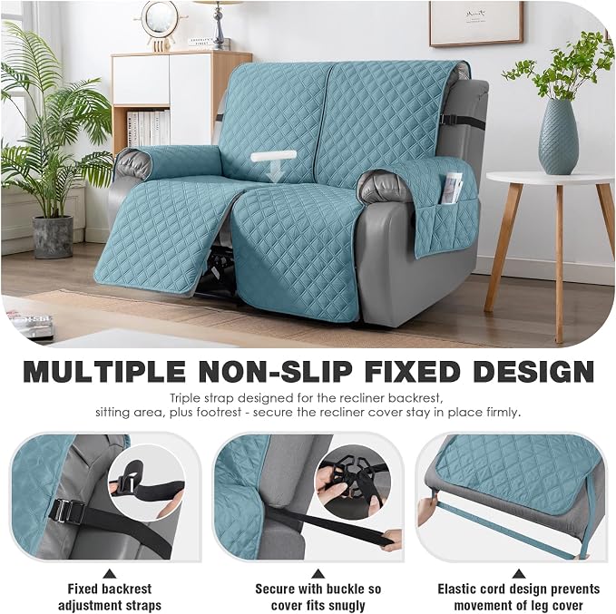 TAOCOCO 100% Waterproof 25.6 Inch 2-Seater Recliner Couch Cover