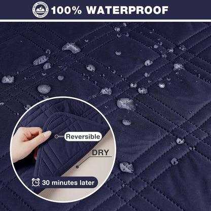 TAOCOCO 100% Waterproof 3-Piece Reversible L-Shaped Sectional Sofa Cover with Chaise,X-Large