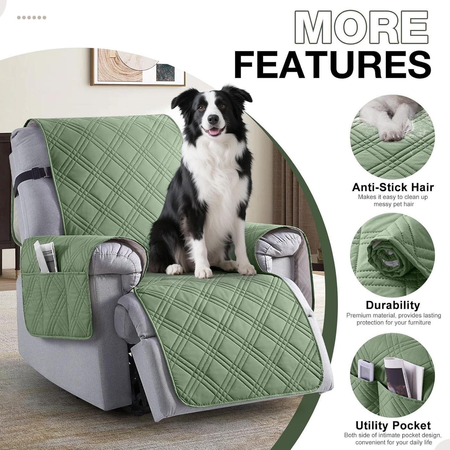 TAOCOCO 100% Waterproof Recliner Chair Cover -22inch