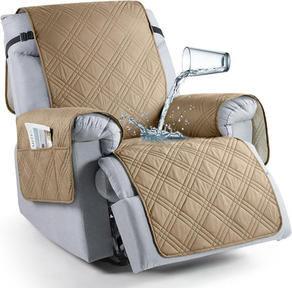 TAOCOCO 100% Waterproof 28 Inch  1-Seater Recliner Chair Cover with Side Pocket & Anti-Slip Straps