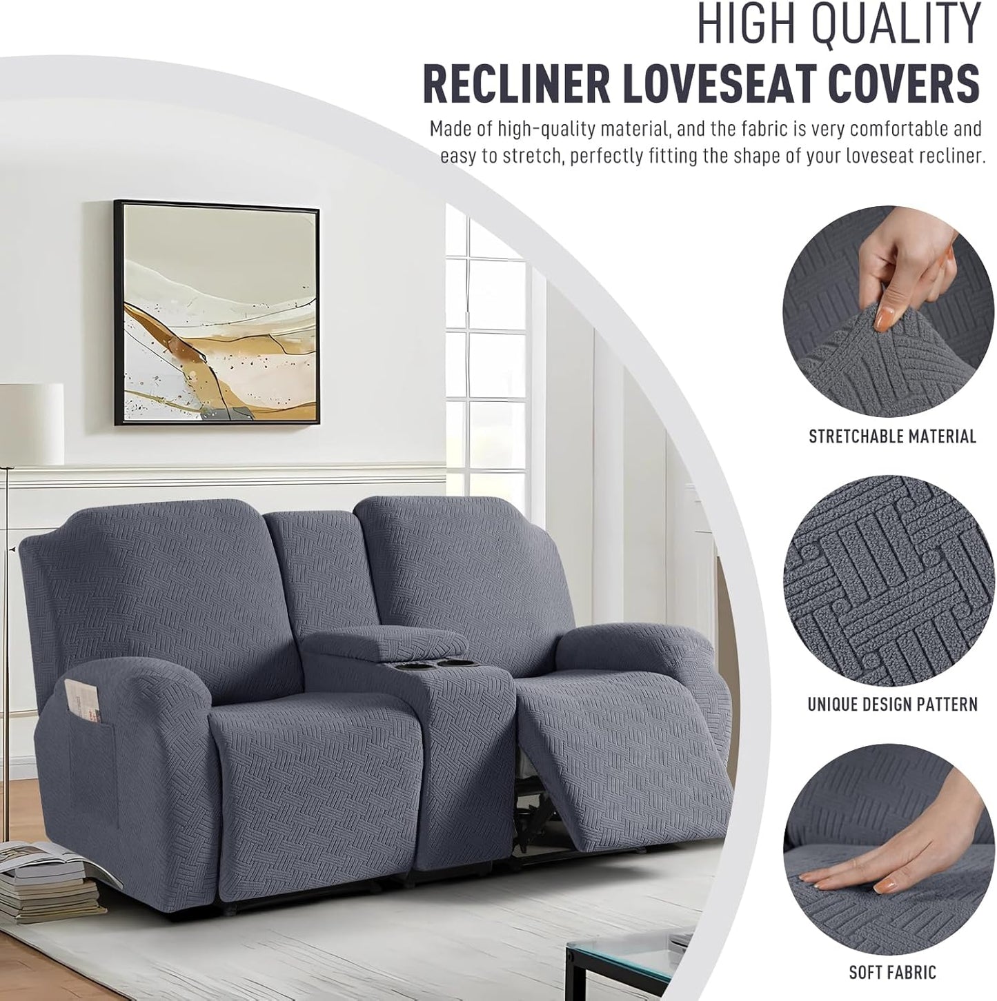 Loveseat Recliner Covers with Middle Console