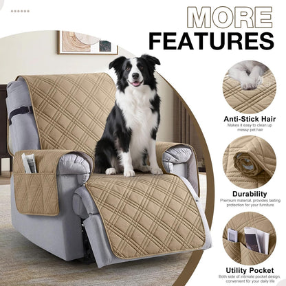 TAOCOCO 100% Waterproof 28 Inch  1-Seater Recliner Chair Cover with Side Pocket & Anti-Slip Straps
