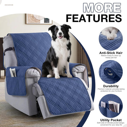 TAOCOCO 100% Waterproof 30 Inch Oversized 1-Seater Recliner Chair Cover with Side Pocket & Anti-Slip Straps, Pet & Kid Friendly Furniture Protector