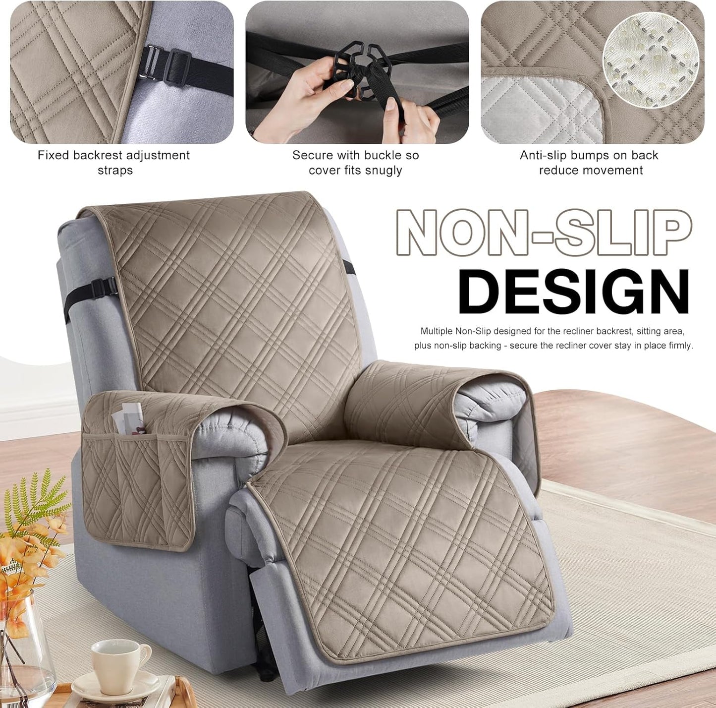 TAOCOCO 100% Waterproof Velvet 1-Seater Recliner Chair Cover-30inch