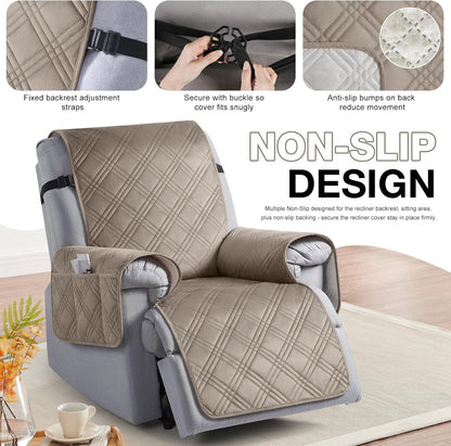 TAOCOCO 100% Waterproof Velvet 1-Seater Recliner Chair Cover-30inch