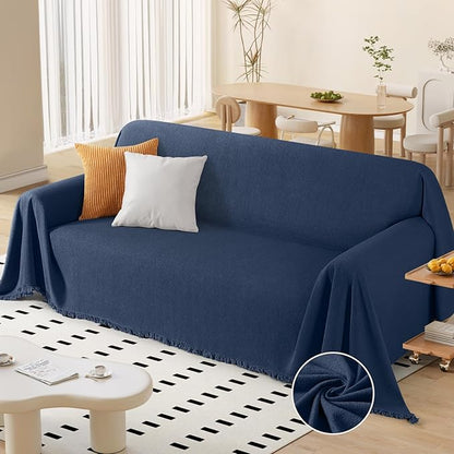 Couch Cover Blanket with Tassels for 3 Cushion Couch